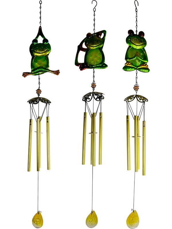 Metal & Glass Yoga Frog Wind Chime